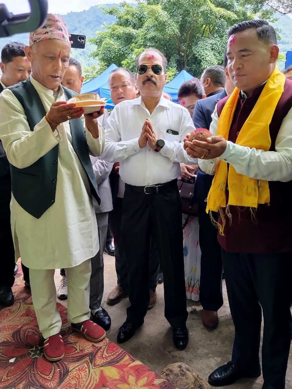 Minister Bhim Hang Limboo inaugurates the new Gram Panchayat Kendra of 12-Nambu-Sindrabung GPU in Gyalshing District