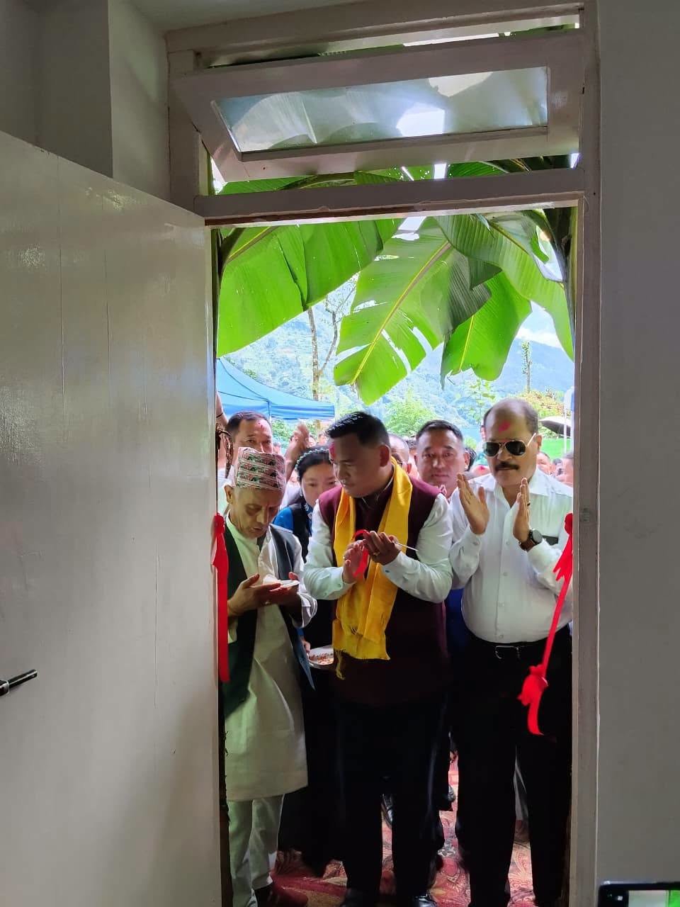 Dignitaries and Panchayat representatives at the inauguration of the Gram Panchayat Kendra, 12-Nambu-Sindrabung GPU