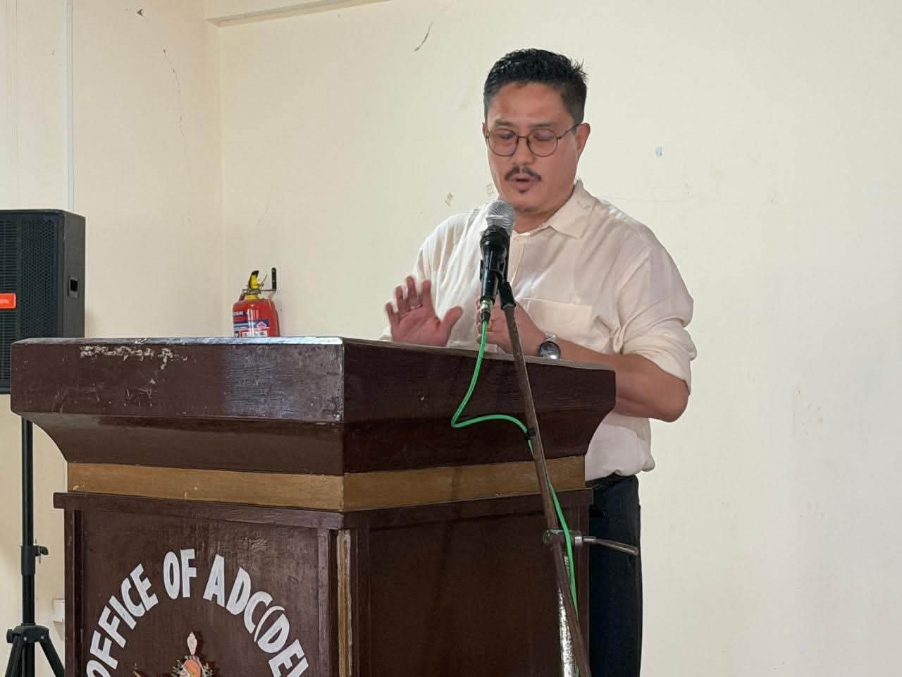 Officials and field functionaries attending the AgriStack Digital Crop Survey training-cum-meeting at ADC (Development) RDD Rurban Hall, Pakyong