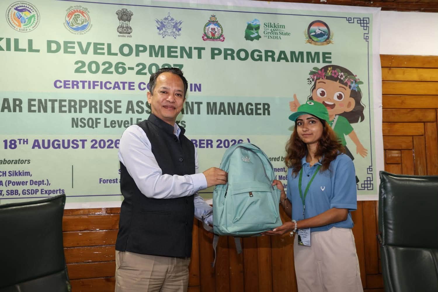 Trainees receiving training kits and tools at the Green Skill Development Programme launch in Gangtok